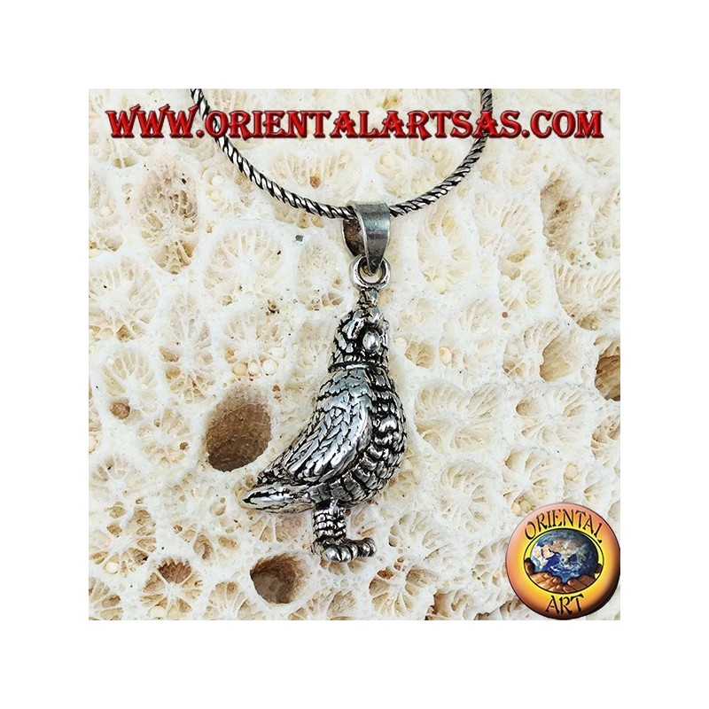 Silver pendant Mobile three-dimensional hen (turns his head and stomps his feet)