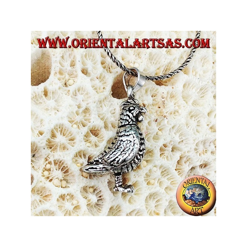 Silver pendant Mobile three-dimensional hen (turns his head and stomps his feet)