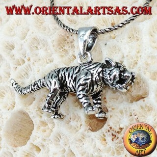 Pendentif en argent tigre en trois dimensions, grand
