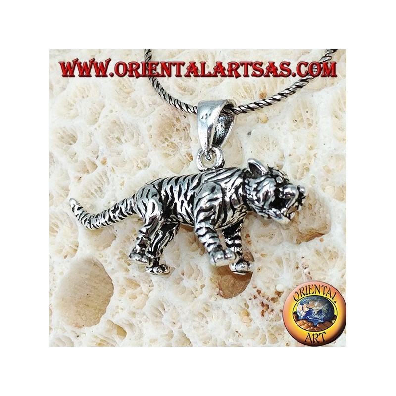 Colgante en plata tridimensional tigre, grande