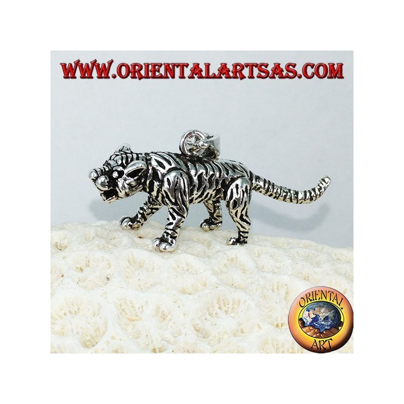 Colgante en plata tridimensional tigre, grande