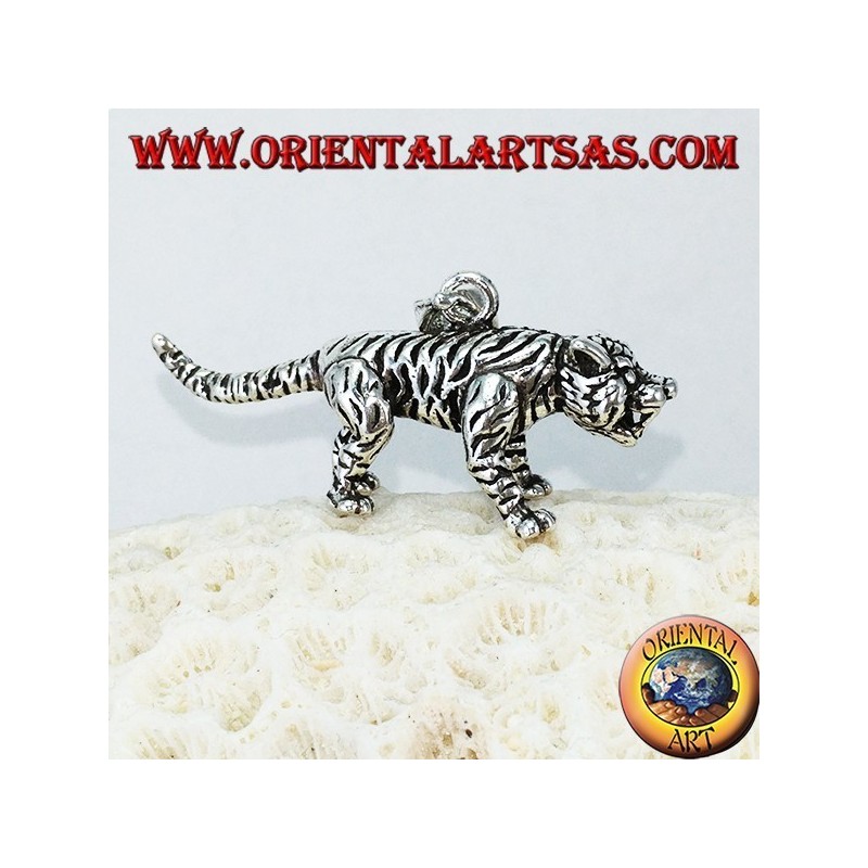 Ciondolo in argento tigre tridimensionale grande