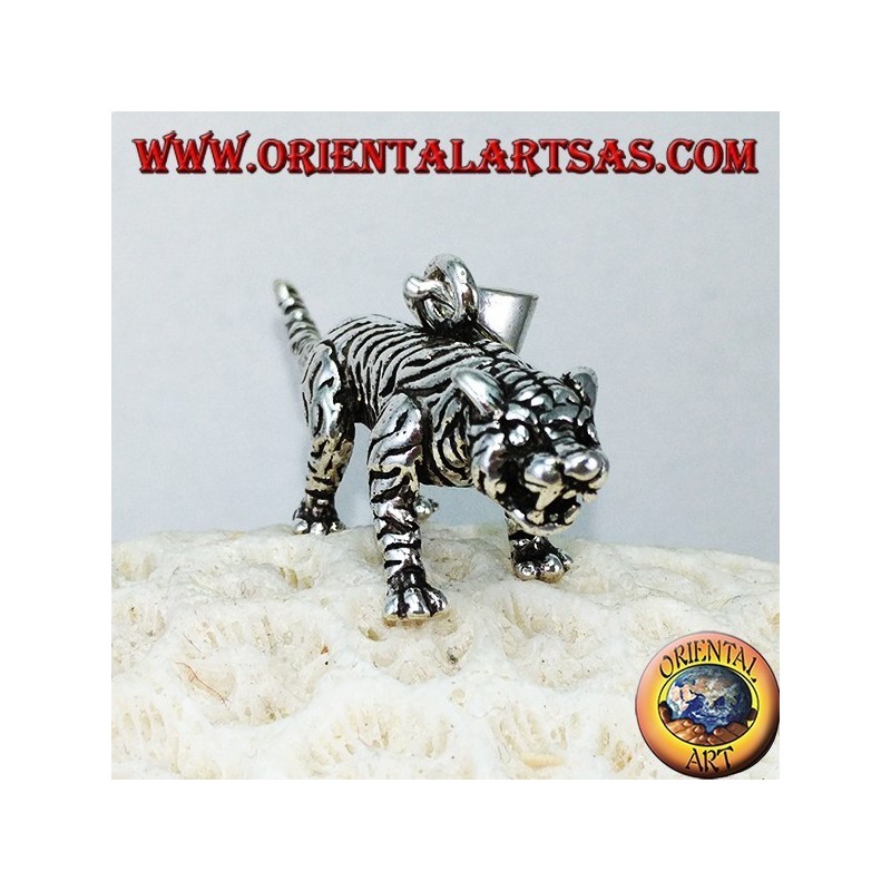 Pendentif en argent tigre en trois dimensions, grand