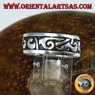 Silberner Bandring mit Maori-Intarsien