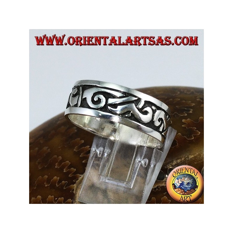 Silberner Bandring mit Maori-Intarsien