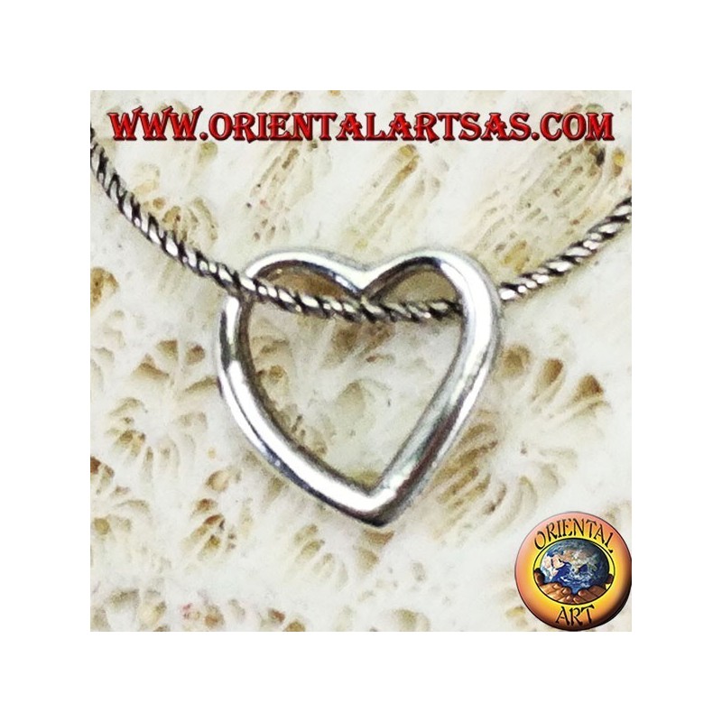 Silver pendant with a heart profile