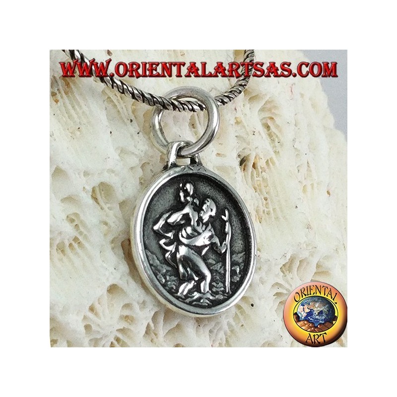Silver medal pendant of Saint Christopher