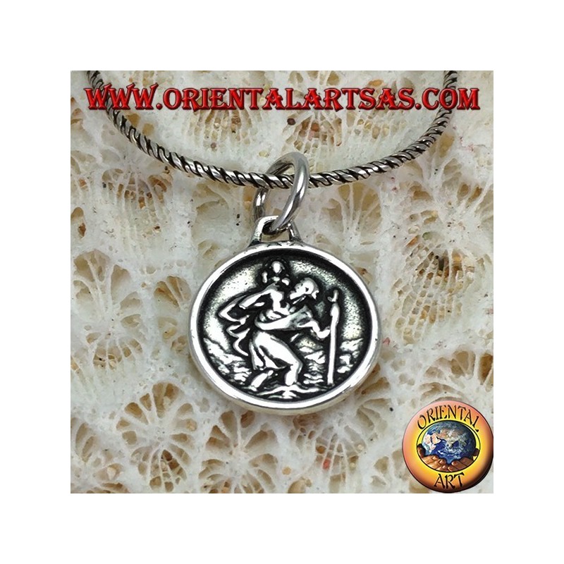 Pendentif médaille d'argent de Saint Christophe