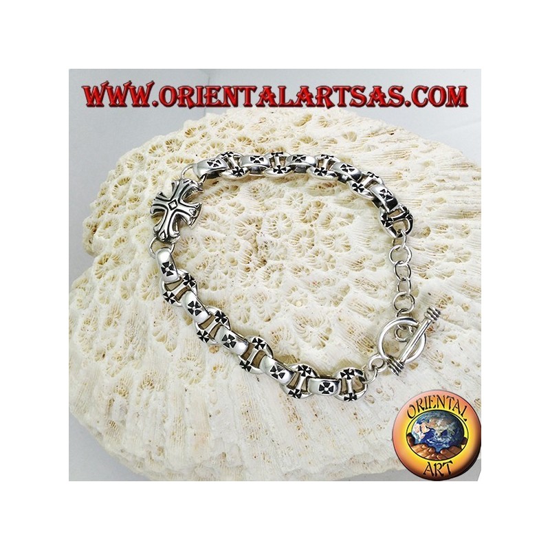 Solid silver bracelet with crosses