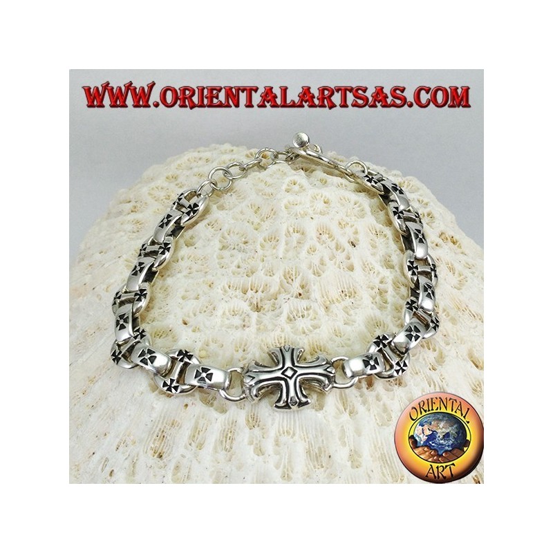Bracelet en argent massif avec des croix
