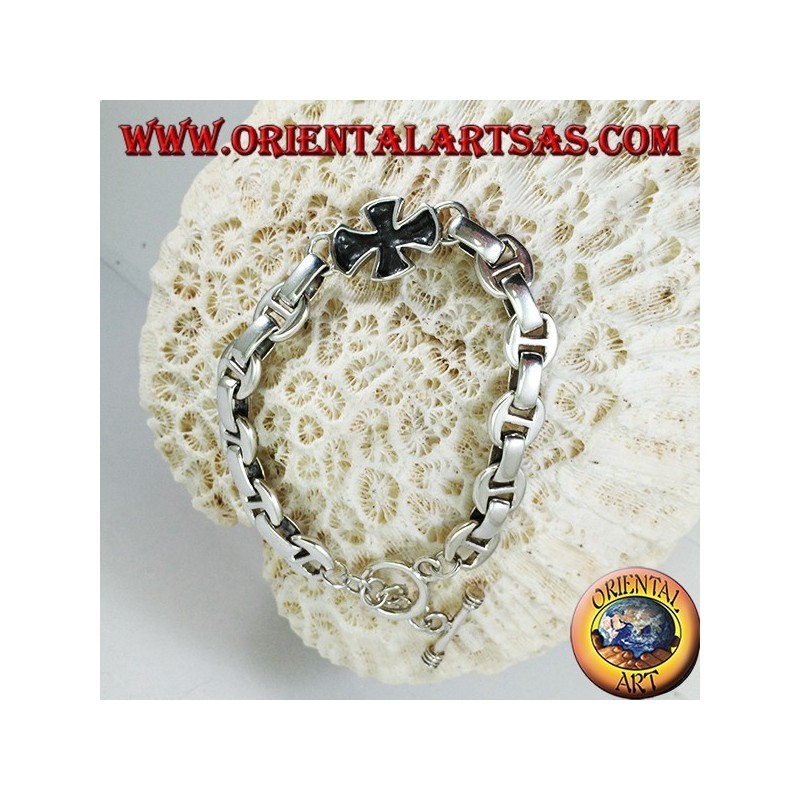 Solid silver bracelet with crosses