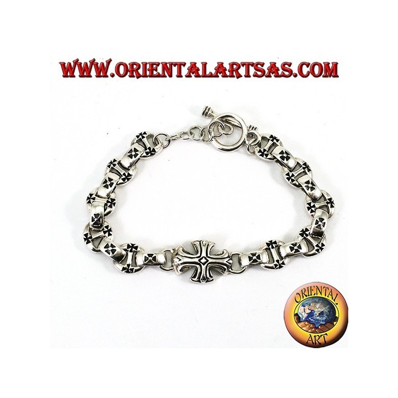 Bracelet en argent massif avec des croix