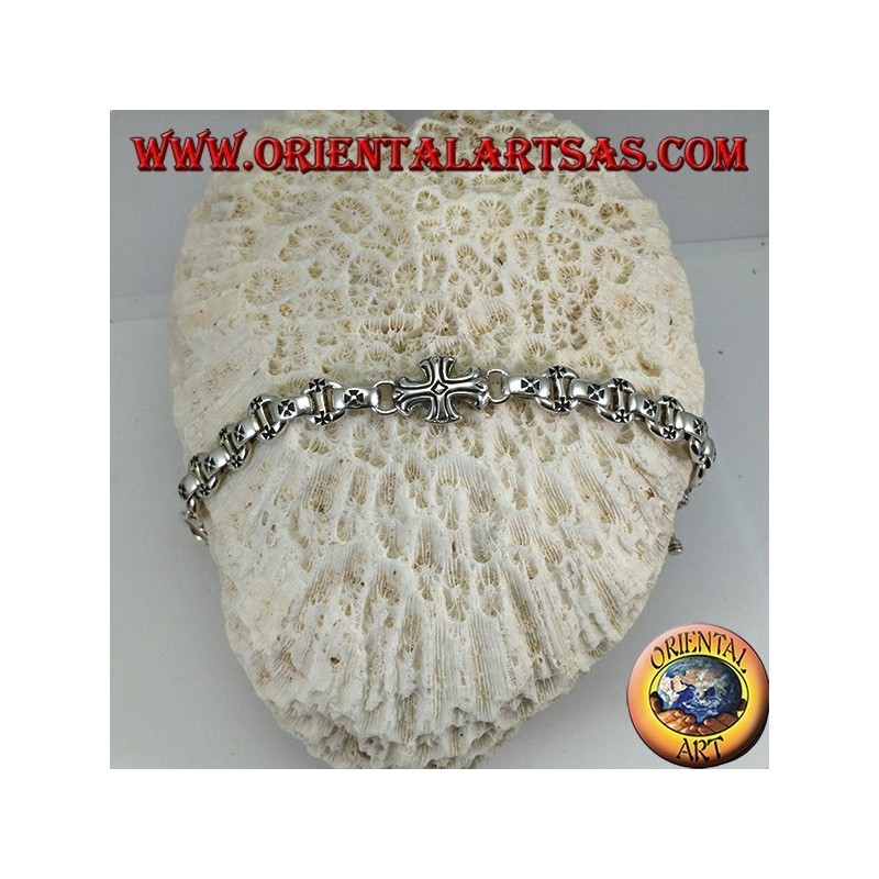 Bracelet en argent massif avec des croix