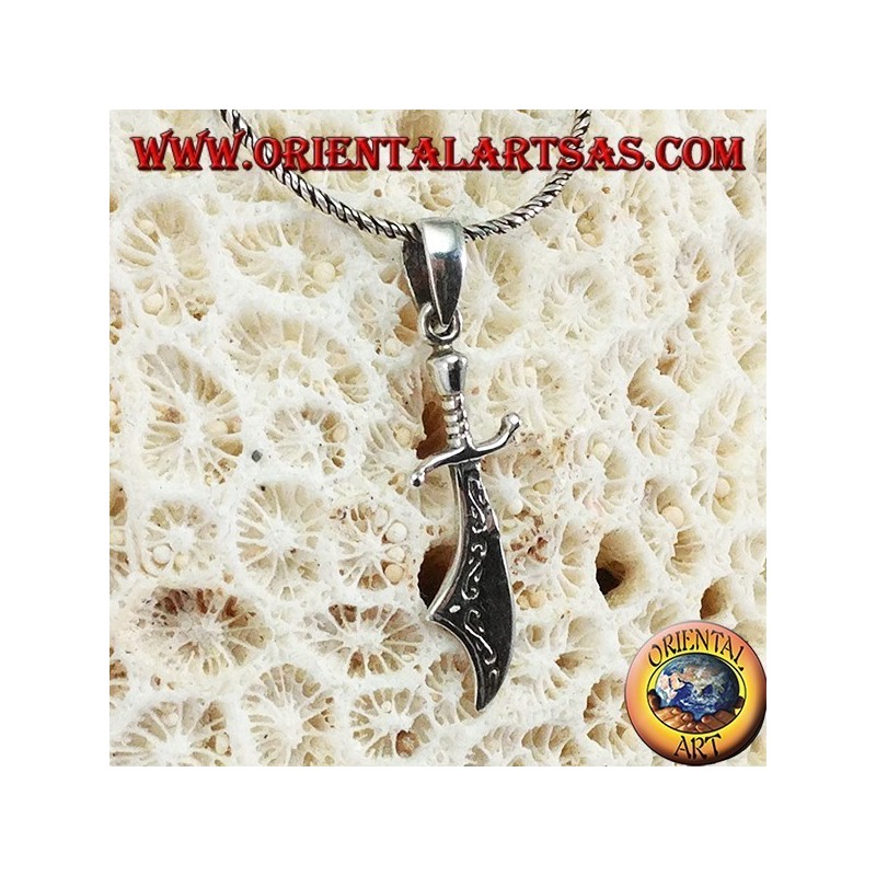 Silver scimitar sword pendant