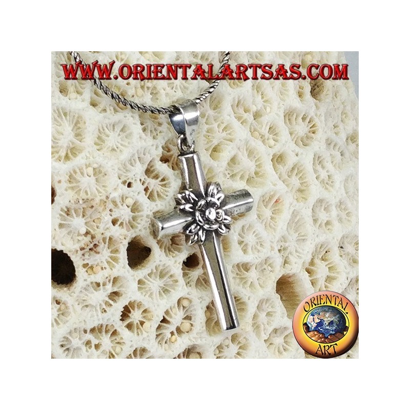 Pendant in silver the rose in the cross