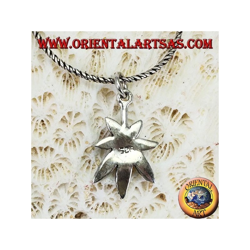 Silver pendant, cannabis hemp leaf