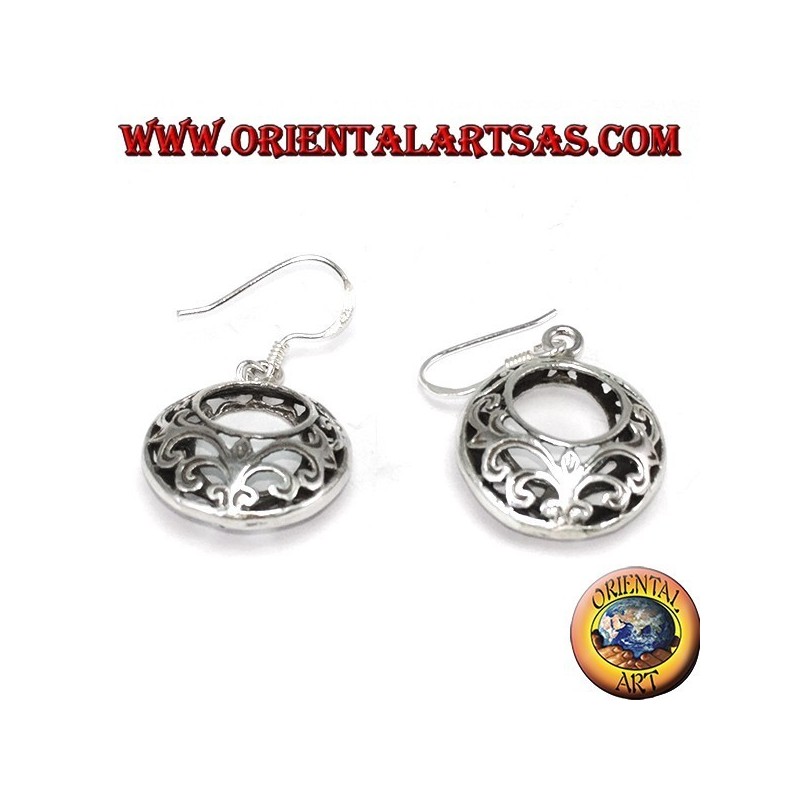 Boucles d'oreilles rondes en argent perforé