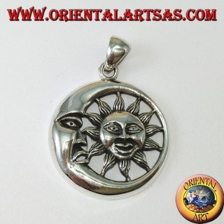 Colgante de plata, sol en la luna