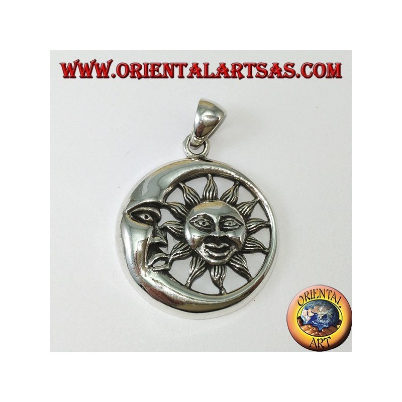 Colgante de plata, sol en la luna