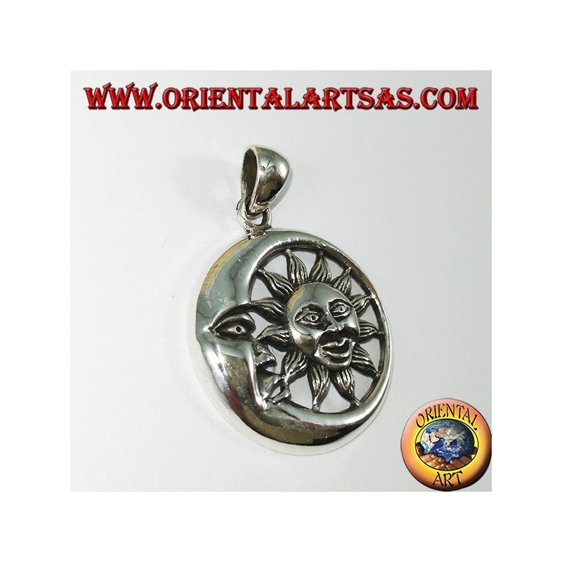Silver pendant sun in the moon