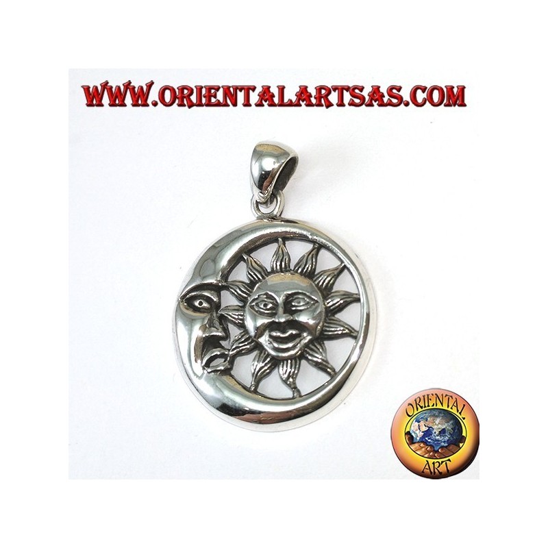 Silver pendant sun in the moon