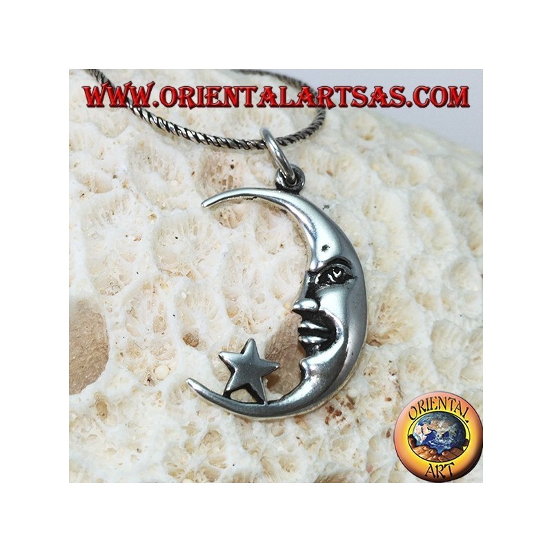 Colgante de plata, luna con la estrella