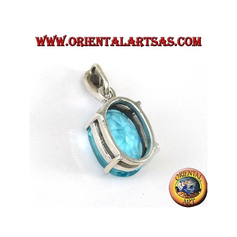 Ciondolo in argento con Topazio blu ovale incastonato