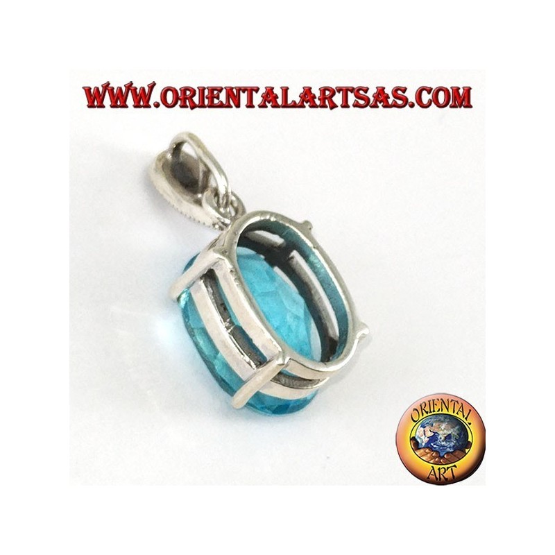Colgante de plata con topacio azul ovalado