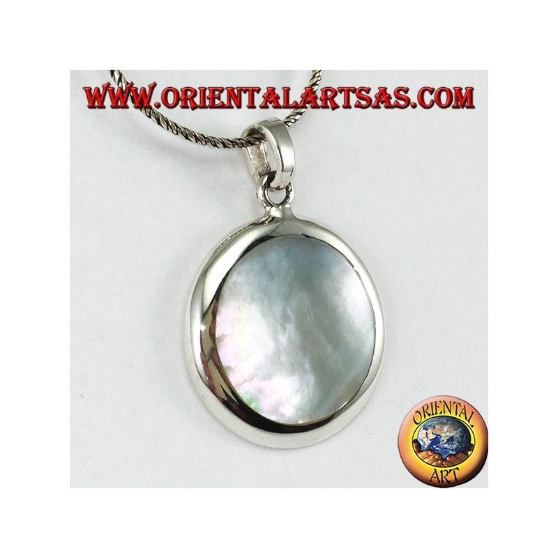 Pendentif en argent avec nacre ronde