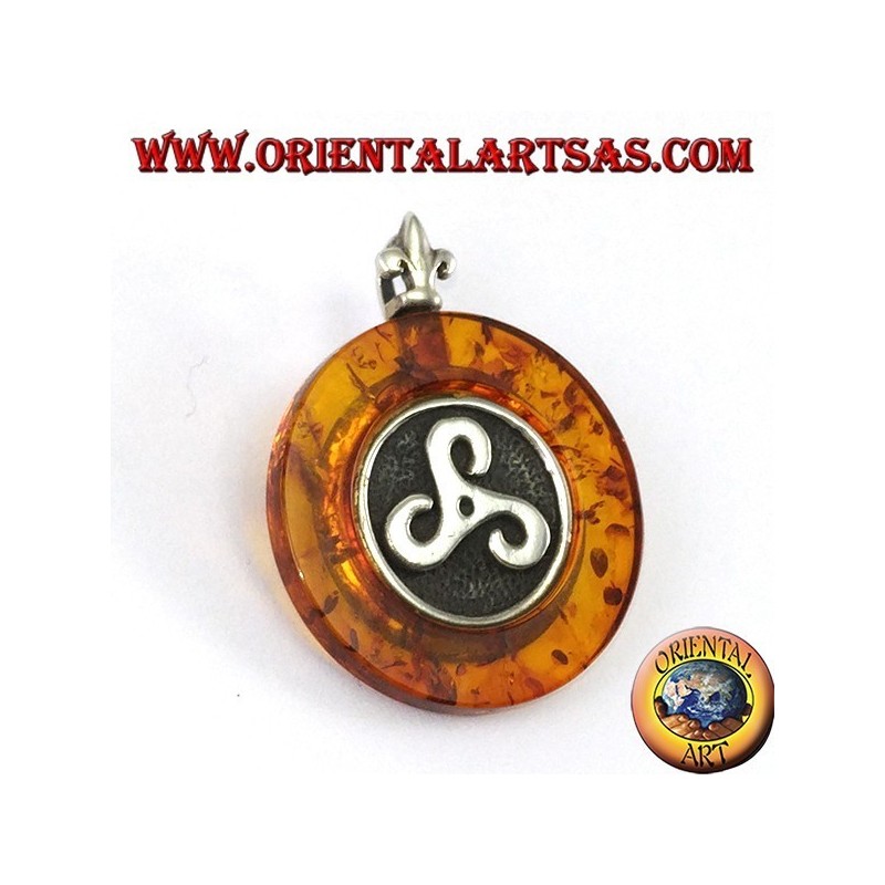 Colgante y broche de plata con Amber con trisele
