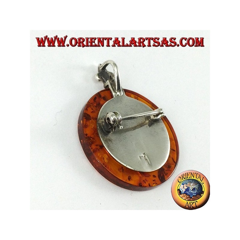 Pendentif et broche en argent avec Ambre avec trisele