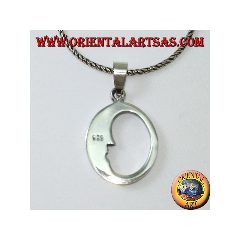 Silver pendant the profile of the moon
