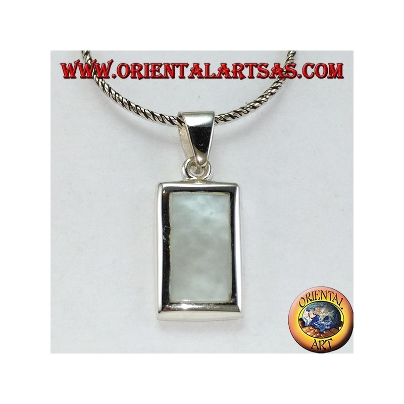 Silver pendant with a rectangular mother of pearl set