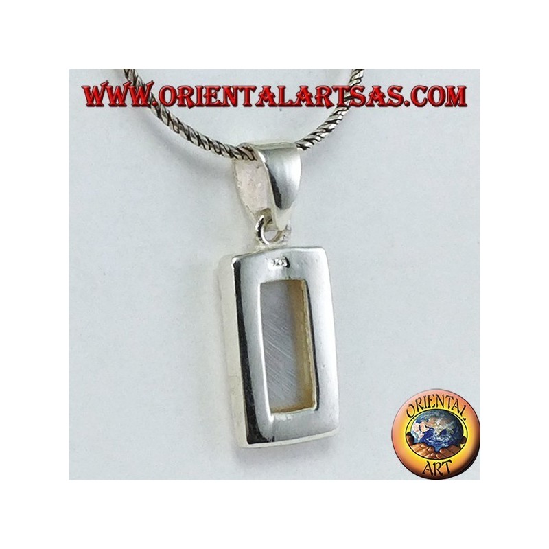 Silver pendant with a rectangular mother of pearl set