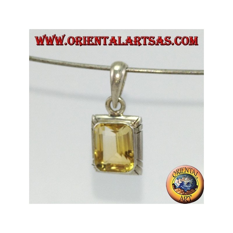 Colgante de plata con topacio rectangular natural