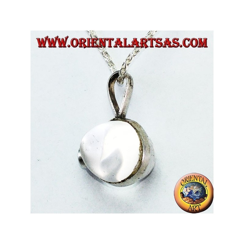 Silver pendant with egg-shaped rock crystal with lapis lazuli