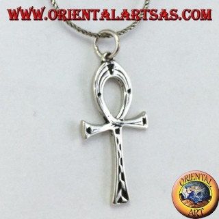 Pendentif en argent une croix égyptienne ankh (clé de la vie) incrustée