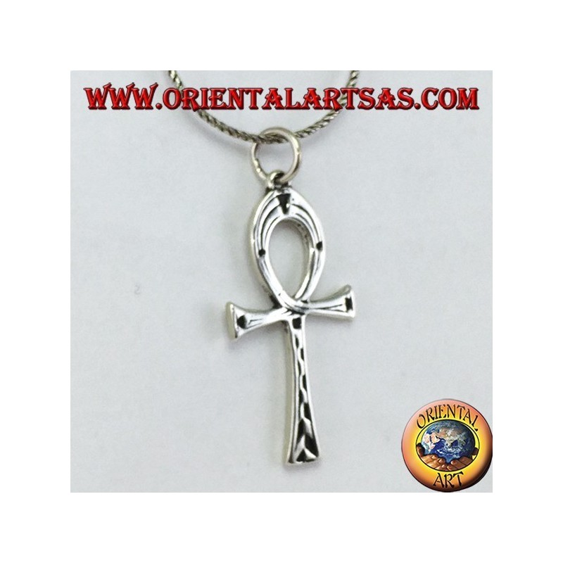 Silver pendant an Egyptian cross ankh (key of life) inlaid