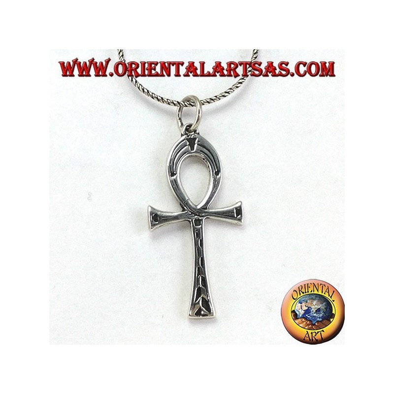 Pendentif en argent une croix égyptienne ankh (clé de la vie) incrustée
