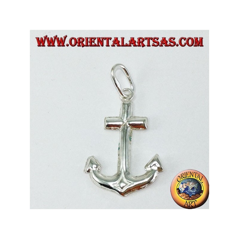 Silver pendant, simple anchor (medium)
