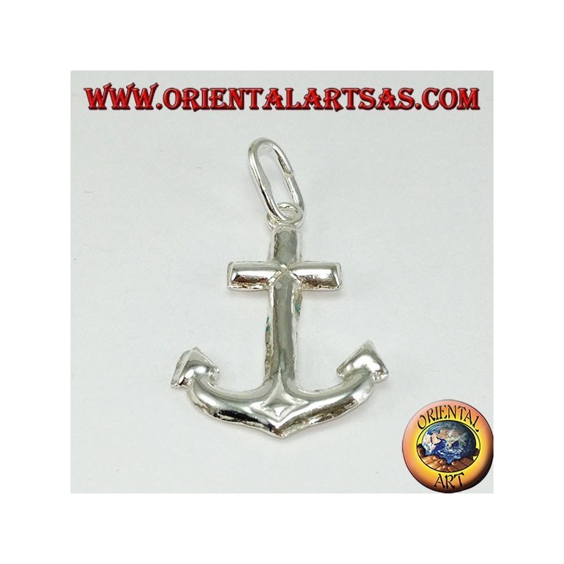 Pendentif en argent, simple ancre (moyen)