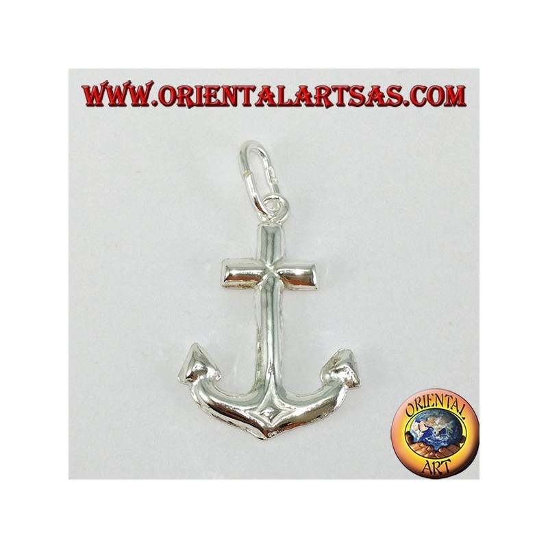 Silver pendant, simple anchor (medium)