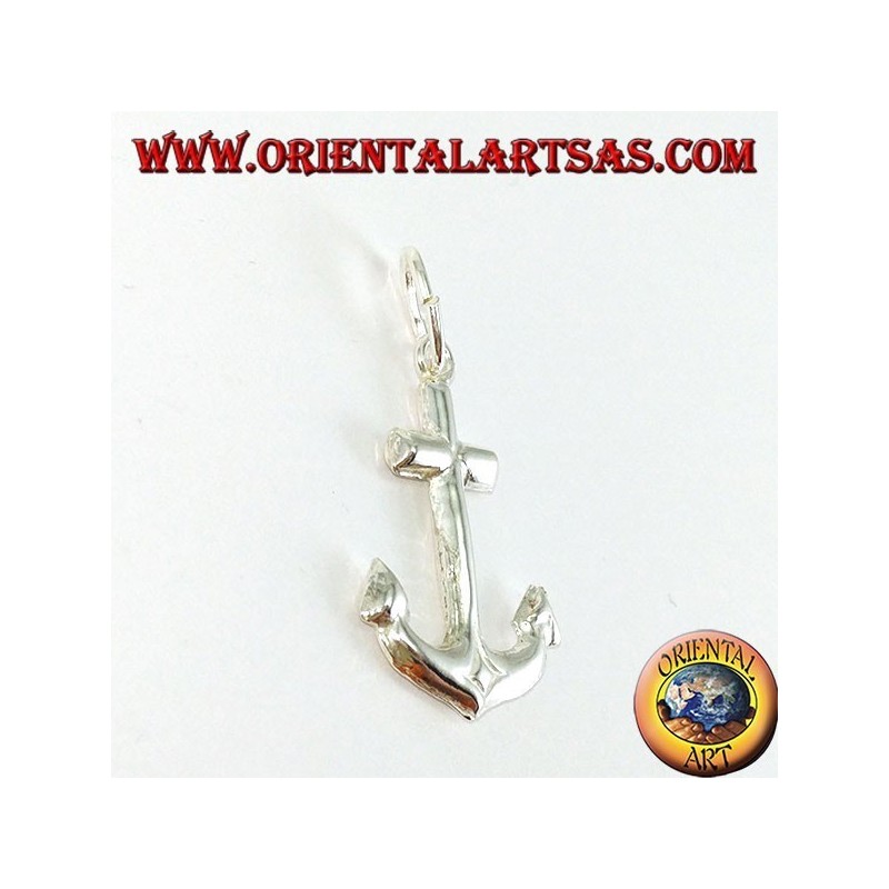Pendentif en argent, simple ancre (moyen)