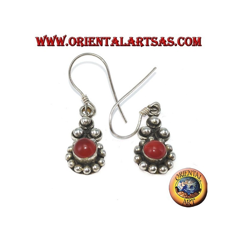 Orecchini in argento con corniola tonda Bali (piccolo)