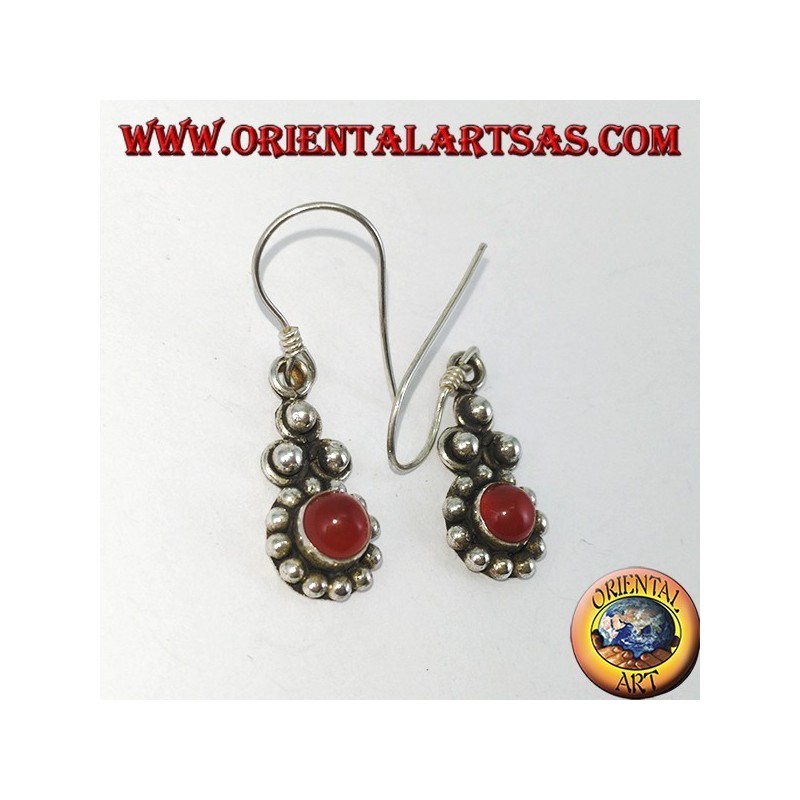Silver earrings with round carnelian Bali (small)