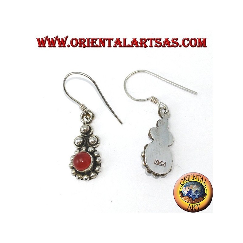 Silver earrings with round carnelian Bali (small)
