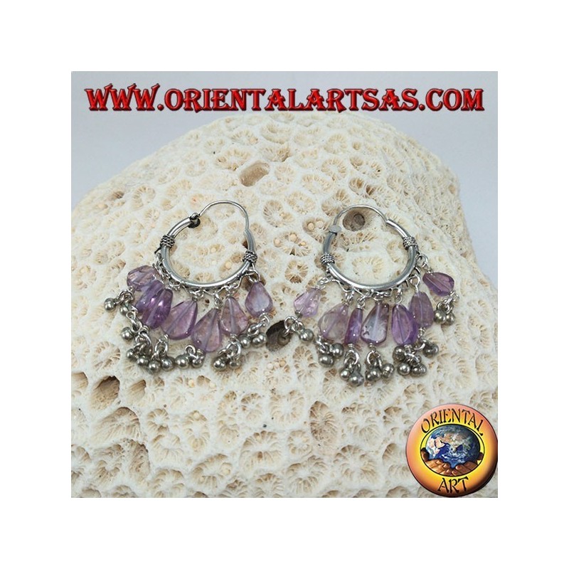 Silber Creolen mit Amethyst Anhänger