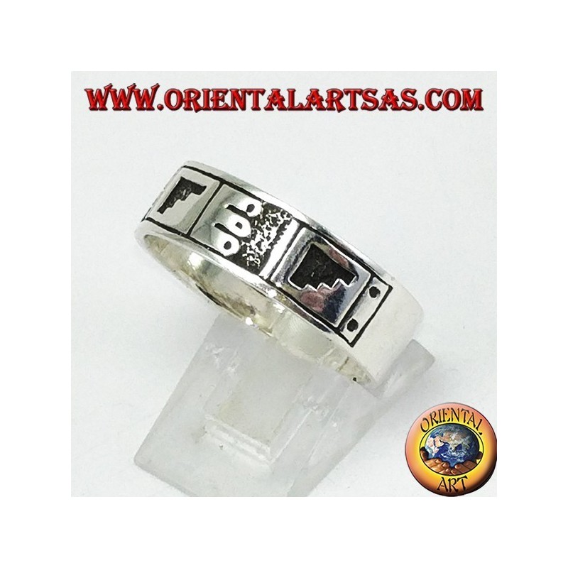 Bague en argent avec bas-relief Maya