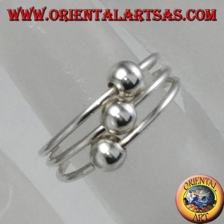 Anillos de plata con tres bolas para pies o falanges