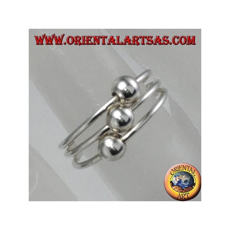 Silberne Ringe mit drei Kugeln für Füße oder Phalanx